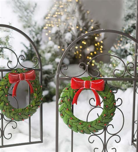 Metal Arbor Gate Wreaths, Set of 2 | Outdoor Holiday Decorations | Our pair of handmade Metal ...