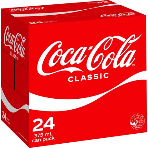 Coca - Cola Classic Soft Drink Multipack Cans 375ml X 24 Pack | Woolworths