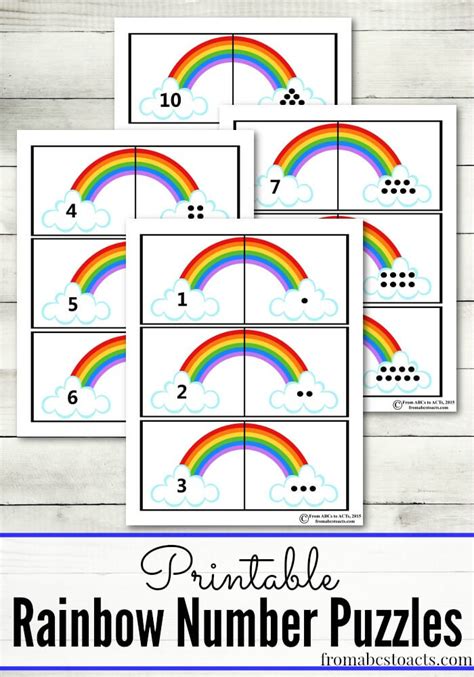 Printable Rainbow Number Puzzles for Preschoolers - From ABCs to ACTs