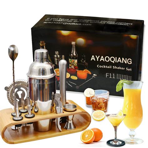 Buy AYAOQIANG Cocktail Making Set, Cocktail Shaker Set 750ml Stainless Steel Bar Tool Set ...