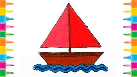 How to draw a simple Boat step by step | Learn Color for Kids | Easy Drawing for Kids - YouTube