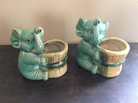 Vintage Green Elephant Planter - Etsy