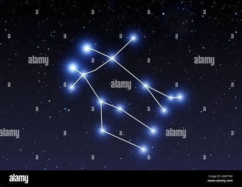 Gemini constellation on the starry sky Stock Photo - Alamy