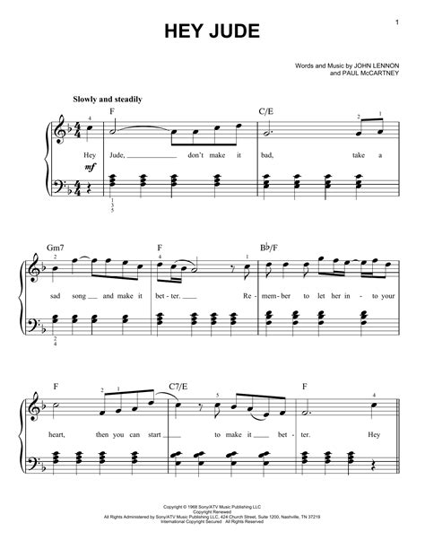 Hey Jude sheet music by The Beatles (Easy Piano – 27287)