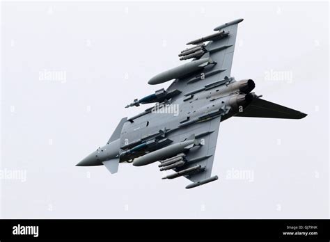 Royal Air Force (RAF) BAE Systems Eurofighter Typhoon FGR4 with weapons on board at RIAT 2016 ...