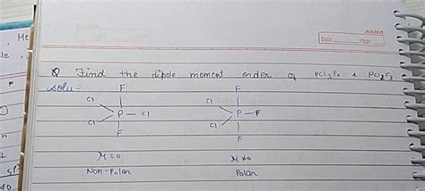 Q Find the dipole moment order of PCl3 F2 44 PC2 F3 solu - F C. F