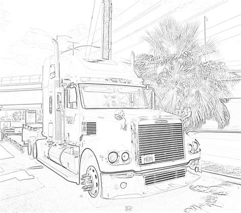 Freightliner truck coloring page - Mimi Panda
