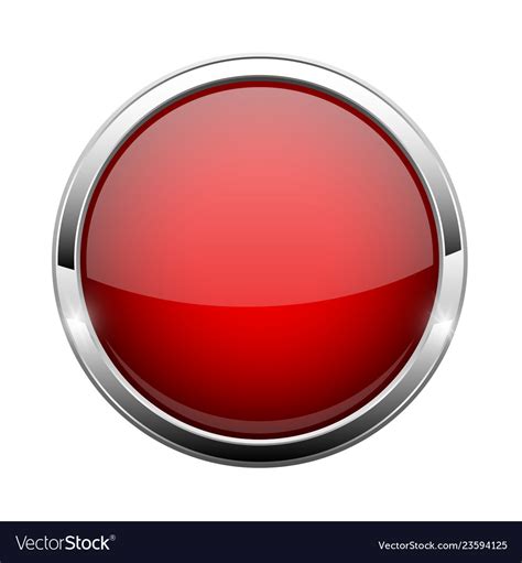 Red glass button shiny round 3d web icon Vector Image