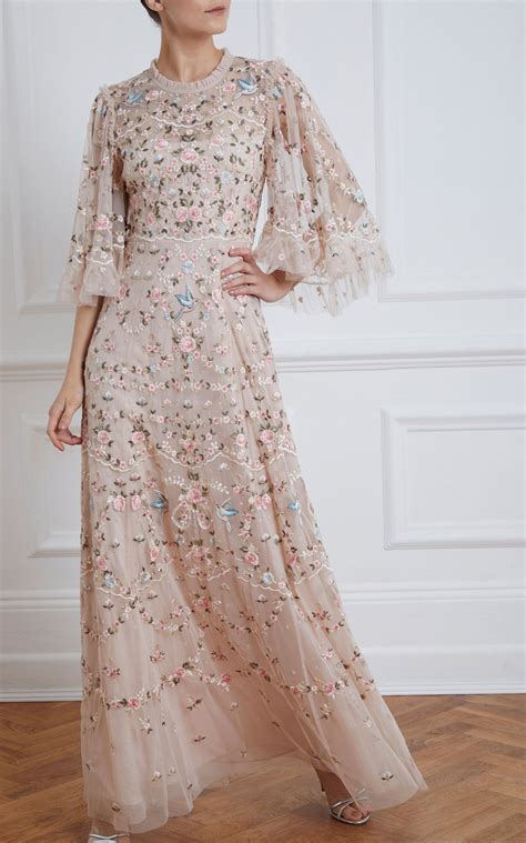 Regency Embroidered Tulle Gown by Needle & Thread | Moda Operandi | Needle and thread dresses ...