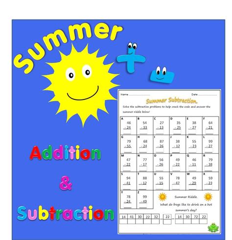 Summer Addition & Subtraction Worksheets. | Addition and subtraction worksheets, Summer math ...