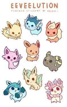 Eeveelution chibi | Kawaii, Dibujos kawaii, Pegatinas bonitas