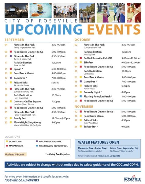 Roseville CA Events Calendar Flyer - Roseville California Joys