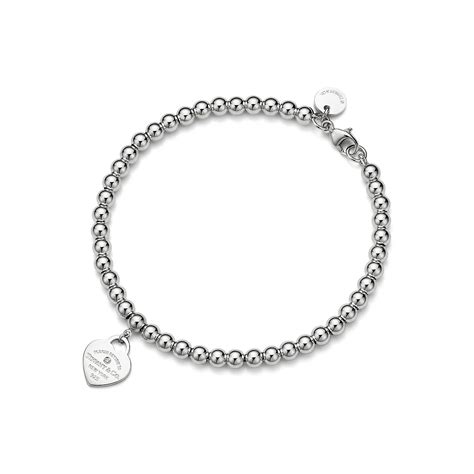Return to Tiffany™ Heart Tag Bead Bracelet in Silver with a Diamond, 4 mm | Tiffany & Co. Belgium