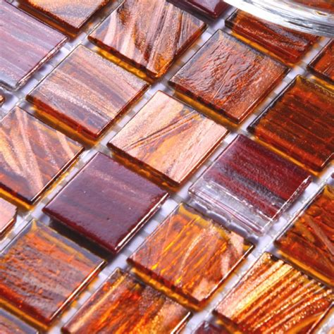 Glass Mosaic Tile Brown Crystal Backsplash Tiles Hand Painted Bathroom ...