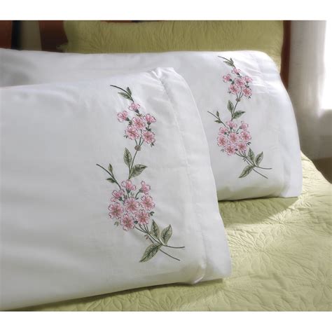 Bucilla Dogwood Branch Stamped Embroidery Pillowcase Pair, 20" x 30 ...