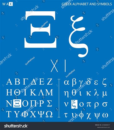 Greek Alphabet Symbols Xi Letter Pronunciation Stock Vector (Royalty ...