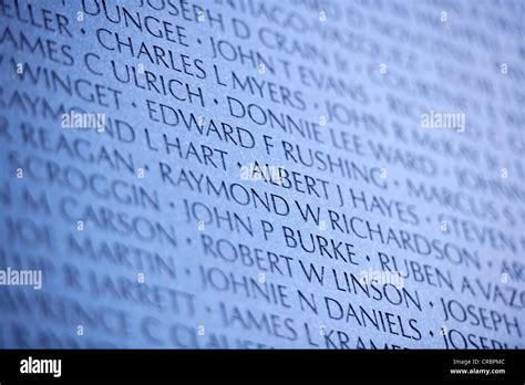 Vietnam Veterans Memorial Wall, national memorial with the names of fallen US soldiers during ...