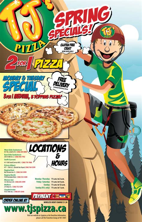 TJ's Pizza Saskatoon West menu in Saskatoon, Saskatchewan, Canada