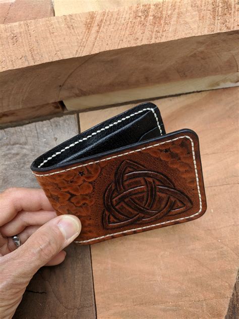 Mens Leather Wallet, Bifold Wallet with Celtic Trinity Knot and Celtic Knot Designs, Leather ...