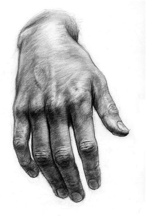 The artist's left hand, in fact only his left one because when observed ...