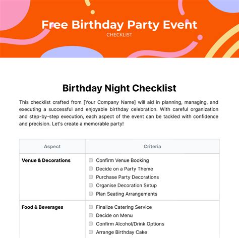 10 Party Planning Checklist Template Perfect Template - vrogue.co
