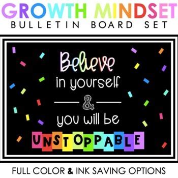 Growth Mindset Motivational Bulletin Board Set - Full Color & Ink ...