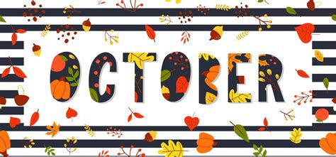 October lettering text sale vector banner with colorful autumn leaves 3437114 Vector Art at Vecteezy