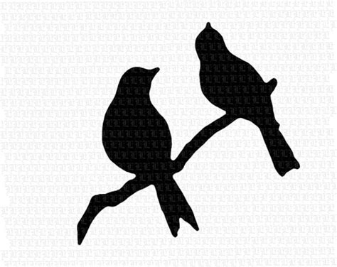 Perched Birds Branch Silhouette Printable Graphic Digital Clip - Etsy