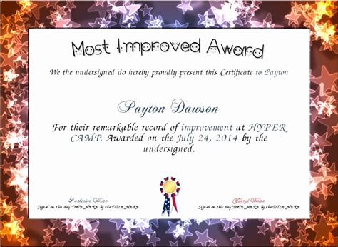 √ 20 Most Improved Award Wording ™ | Dannybarrantes Template