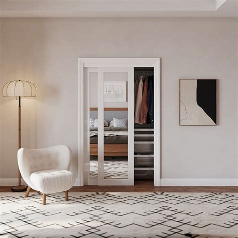 "Bedroom Mirrored Sliding Closet Doors 48""x 80"" with Hardware Kit, Easy Assemble" - Walmart.com