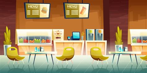 Free Vector | Cafe, mall food court interior