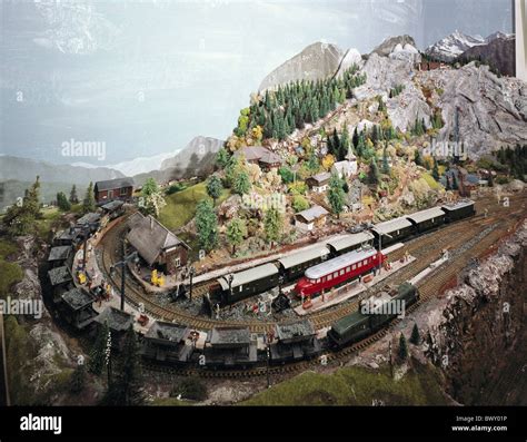 hobby scenery model construction model railway toys trains Stock Photo - Alamy