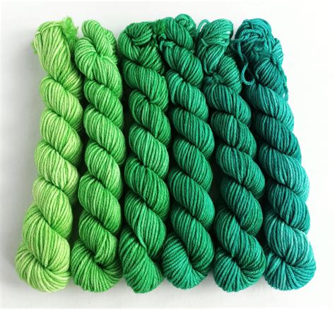 Hand Dyed Mini Skeins. 6 X 20g Green Gradient Dk Yarn Sets. | Etsy UK | Mini skein, Hand dyeing ...