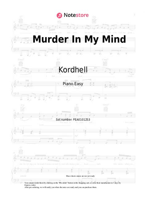 Murder In My Mind piano sheet music easy Kordhell in Note-Store.com ...