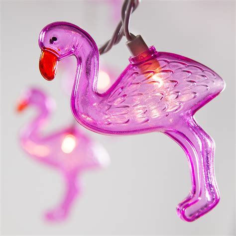 Pink Flamingo Light String, 10 Clear Lights - Yard Envy