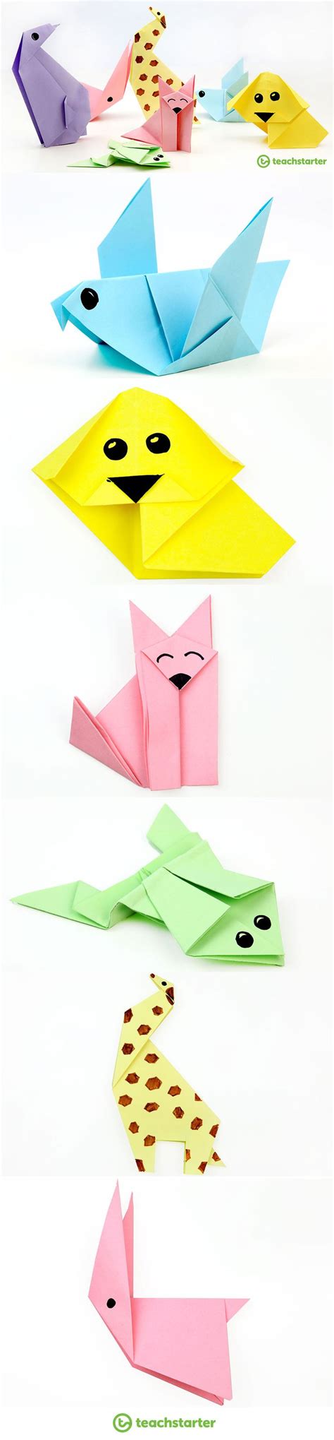 7 Cute and Easy Animal Origami for Kids | Printable Instructions | Videos | Drama ideas, Easy ...