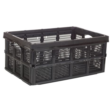 Collapsible 31 Litre Plastic Storage Crate Box Solution Home Warehouse ...