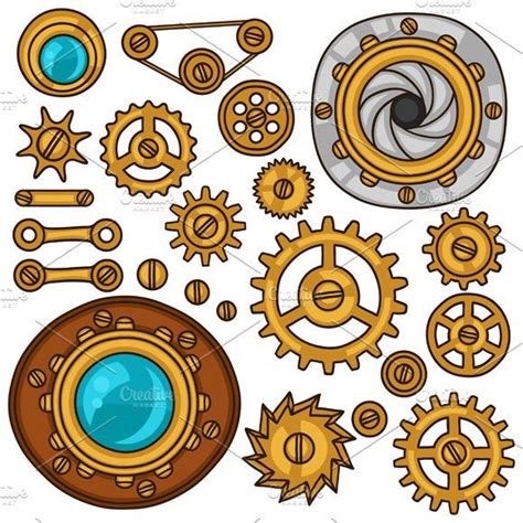 Set of steampunk gears. | Gear drawing, Steampunk gears, Steampunk drawing