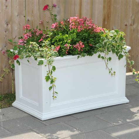 Mayne Fairfield 36 in. x 20 in. White Plastic Planter-5826W - The Home Depot