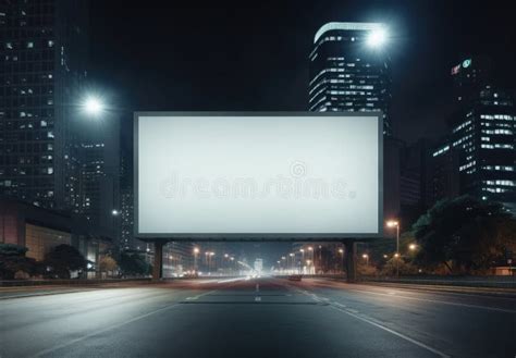 City Street at Night with Lit Billboard Stock Image - Image of skyline, billboard: 303649387