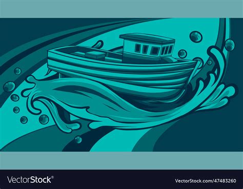 Of fishing boat side view Royalty Free Vector Image