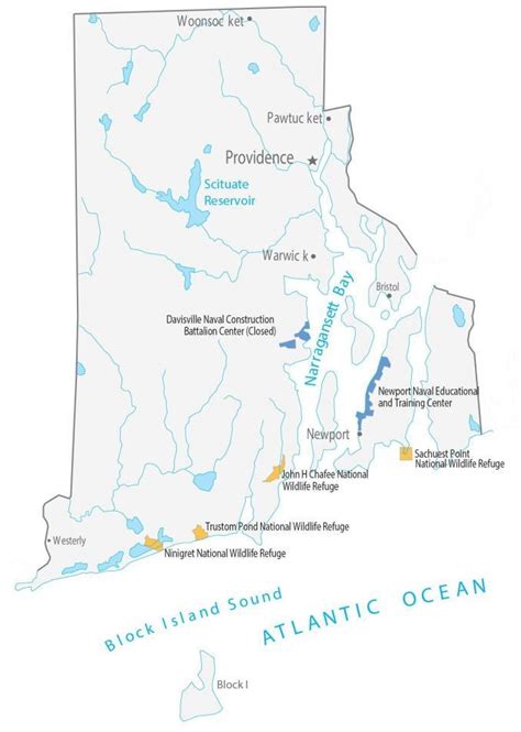 Rhode Island State Map - Places and Landmarks - GIS Geography