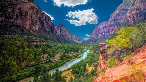 Images Zion National Park USA Nature Mountains Parks river 1920x1080