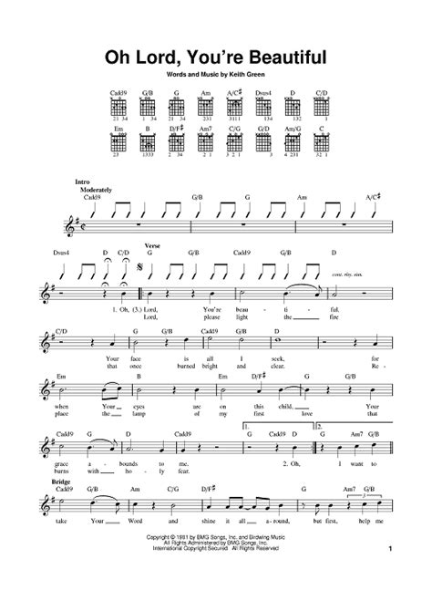 Oh Lord, You're Beautiful" Sheet Music by Keith Gordon Green; Rebecca St. James for Lead Sheet ...