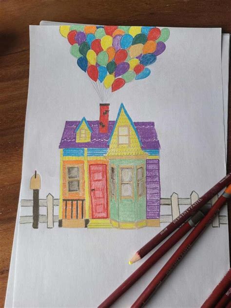 Easy Up House Drawing Step By Step [Detailed Tutorial How To Draw The Up House] | Acrylic ...