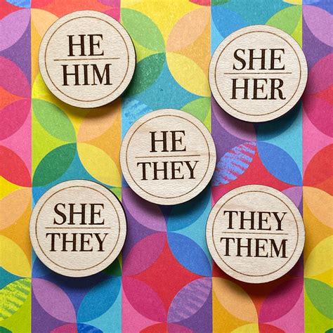 Pronouns Pins She/Her He/Him They/Them Wood Engraved | Etsy