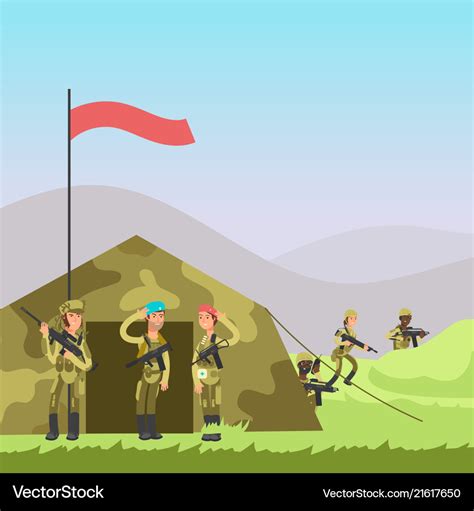 Military cartoon soldiers Royalty Free Vector Image