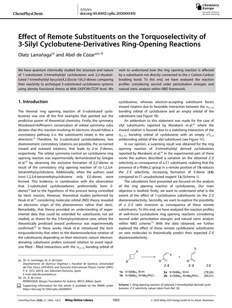 Effect of Remote Substituents on the Torquoselectivity of 3‐Silyl ...