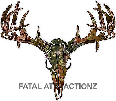 Camo S2 Deer Skull S4 Vinyl Sticker Decal Hunting Buck trophy whitetail ...