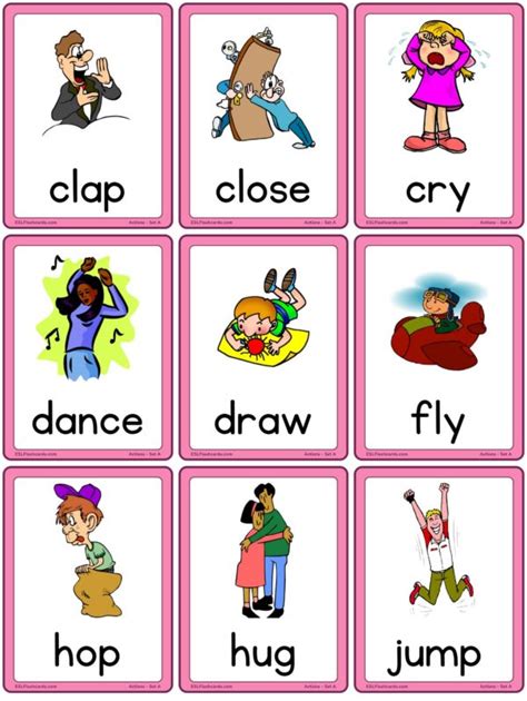 Action Flashcards – Set A – ESL Flashcards